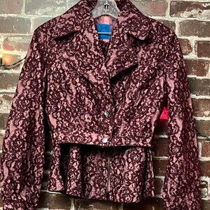 VINTAGE Christian Lacroix Lace Peplum Jacket - Made in Italy - Burgundy/Mauve